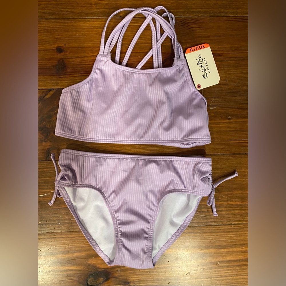 Salt Life Girl’s 2 Piece Lilac Purple Ribbed Bikini Swimsuit NWT